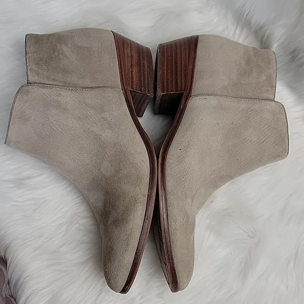 SAM EDELMAN Petty Taupe Suede Western Boho Preppy Zip Up Ankle Bootie Boots 10.5